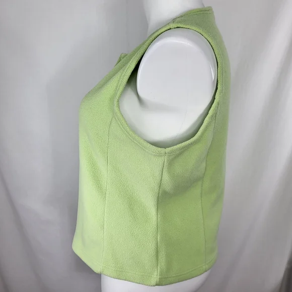 LL Bean Fleece VEST Womens Size XL Light Green Full Zip Sleeveless Collarless - Picture 4 of 14